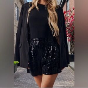 Zara Black Shorts with Sequin Accents
